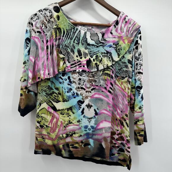 Parsley & Sage Tops - Parsley Sage Shirt Top Womens Medium Multicolor Art Bright Layered Look Abstract